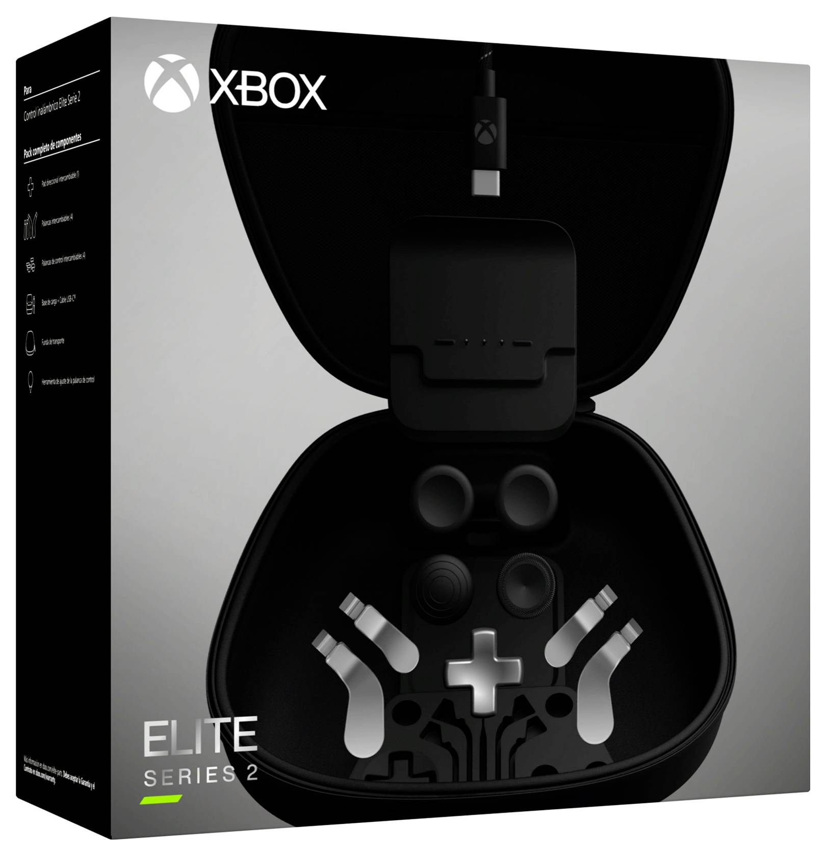 Etui do przenoszenia kontrolera Xbox Elite Series 2 shown open, with molded compartments for controller parts and accessories.