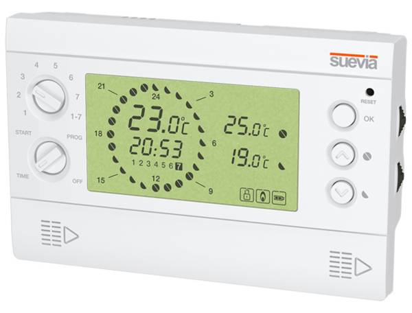 Termostat pokojowy Suevia Thermostat SU325700 nadtynkowy, ścienny Termostat cyfrowy z wyjściem przekaźnikowym (styk przełączny) 1 szt.