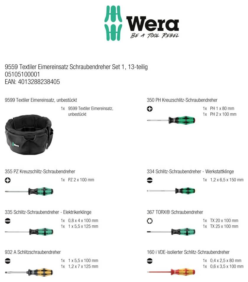 Zestaw wkrętaków Wera 9559 05105100001-33