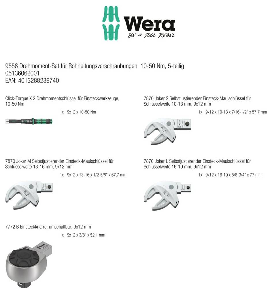 Wera 9558 05136062001 Zestaw kluczy dynamometrycznych 9 x 12 mm 10 - 50 Nm-21