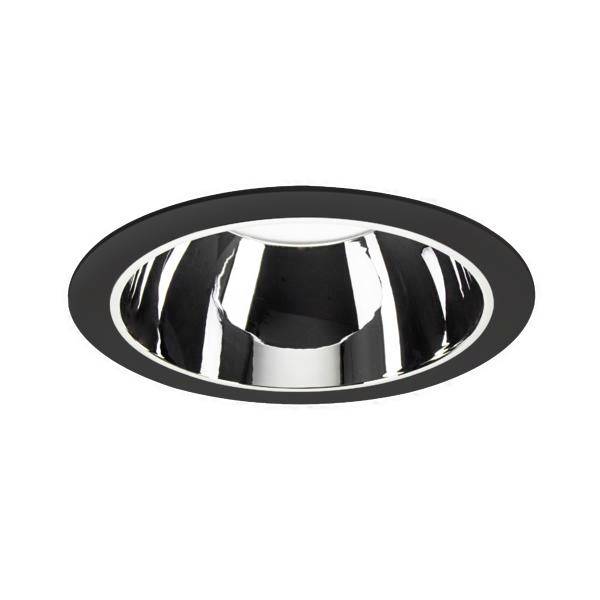 Okrągłe wpuszczane światło sufitowe z czarną obudową i refleksyjnym wnętrzem chromowanym