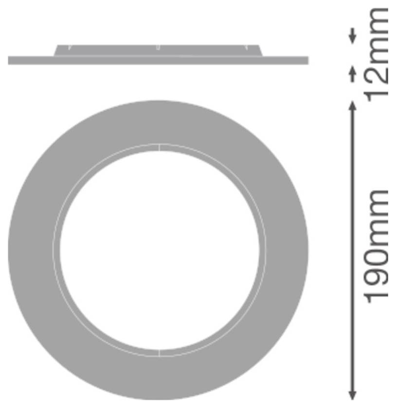 Rysunek techniczny okrągłego pierścienia lub uszczelki, przedstawiający średnicę 190 mm i grubość 12 mm.