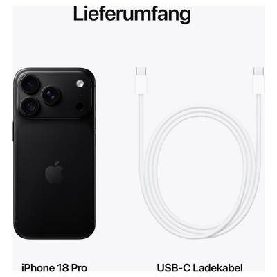 Zakres dostawy: iPhone 18 Pro i kabel do ładowania USB-C.