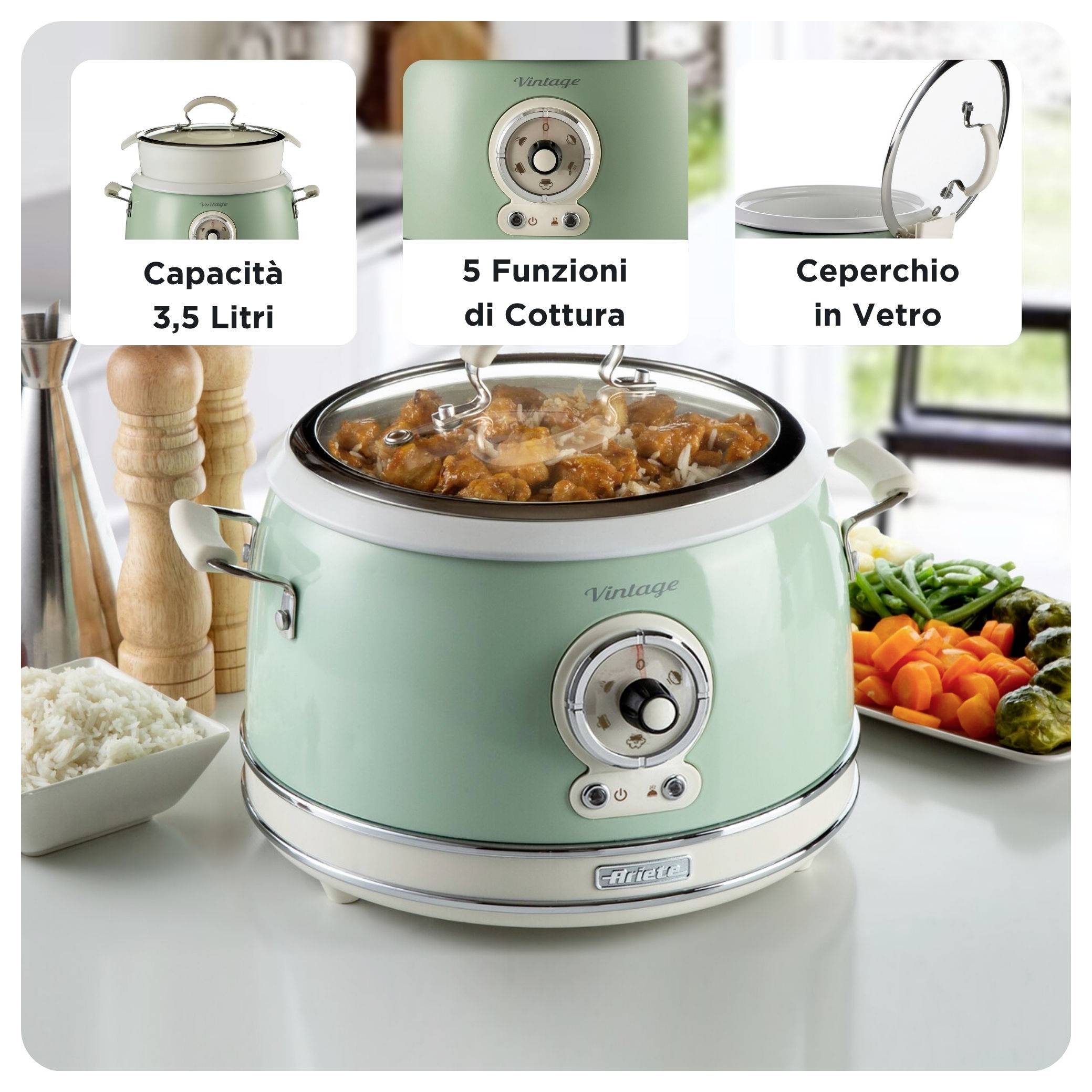 Multicooker Ariete 00C290404AR0, 700 W, 3.5 l, zielony-8