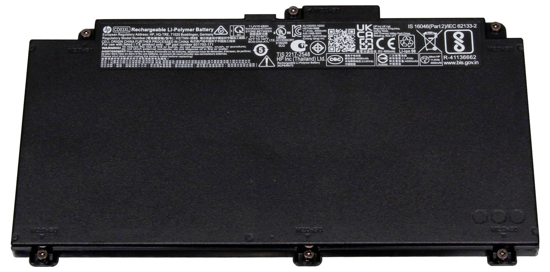 HP Batterie dordinateur portable Akku 931719-850 11.40 V 4212 mAh HP — Photo 3 sur 3