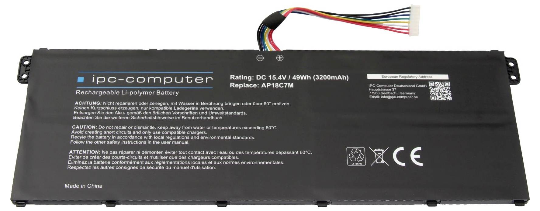 ipc-computer Batterie dordinateur portable Akku AP18C7M REPLACE 15.40 V 3200 mAh IPC-Computer — Photo 3 sur 3