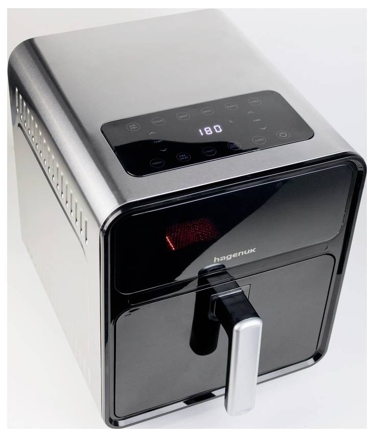 Hagenuk DAF-1700.8LB Friteuse à air chaud 8 l 1650 W revêtement anti-adhésif, boîtier Cool-Touch, Minuteur digital, hublot, fonction minuteur, protection contre la surchauffe, fonction chaleur tournante acier inoxydable, noir — Photo 3 sur 3