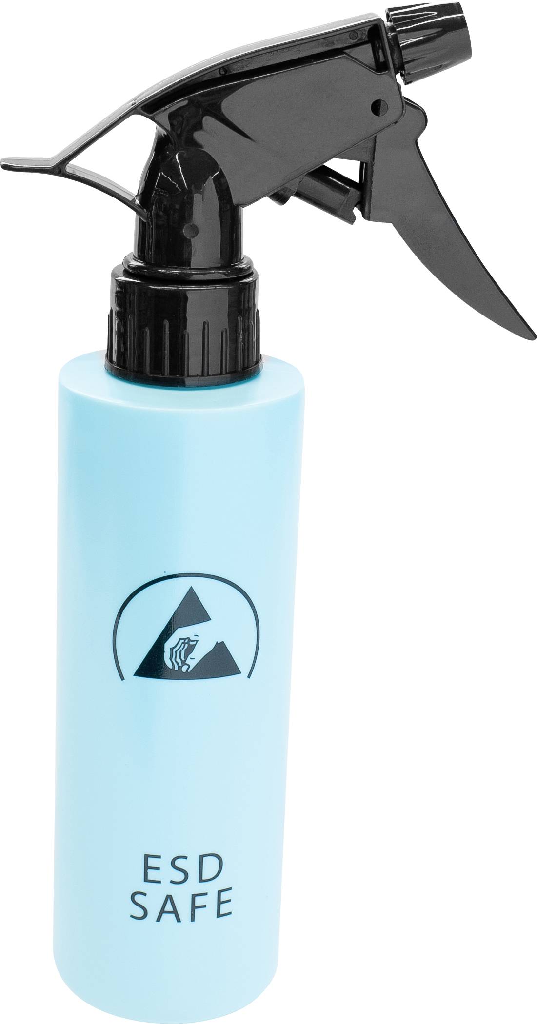 Niebieski spray ESD-safe z czarnym nozzlem triggerem i symbolem antystatycznym na etykiecie.