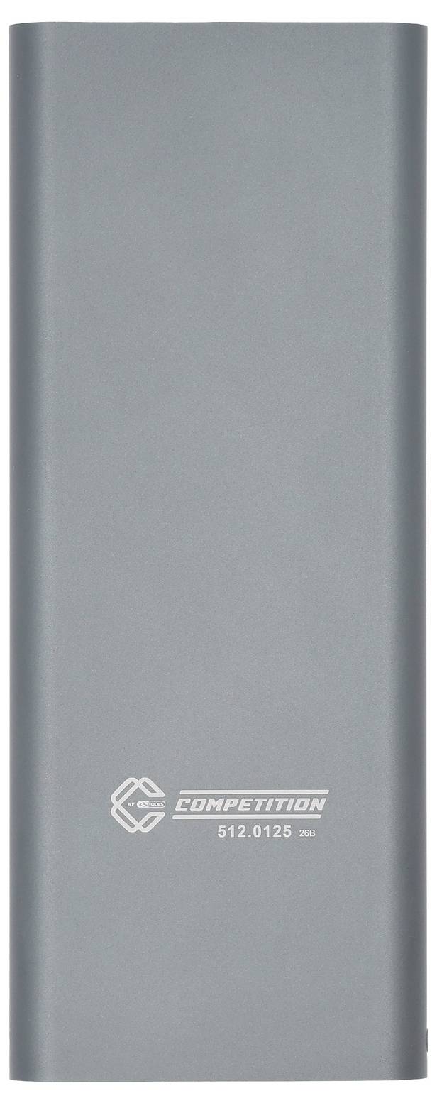 Szara cylindryczna rolka materiału podłogowego z logiem „COMPETITION 512.0125 mm" wydrukowanym w pobliżu dna.