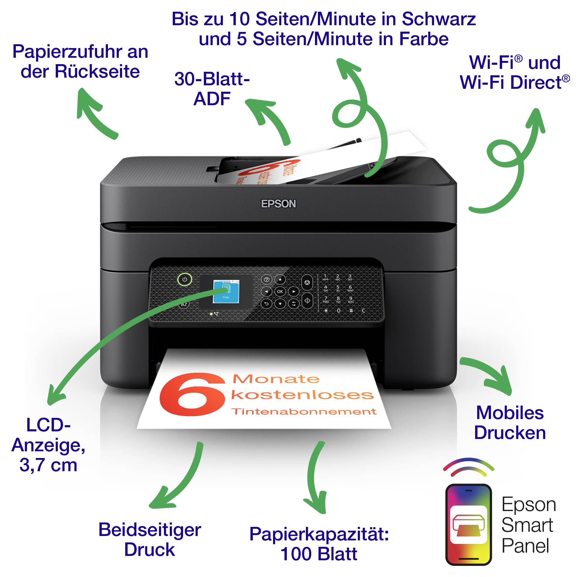 Epson WorkForce Pro WF-2930DWF Drukarka wielofunkcyjna druk atramentowy druk kolorowy A4 drukowanie, skanowanie, kopiowa-9
