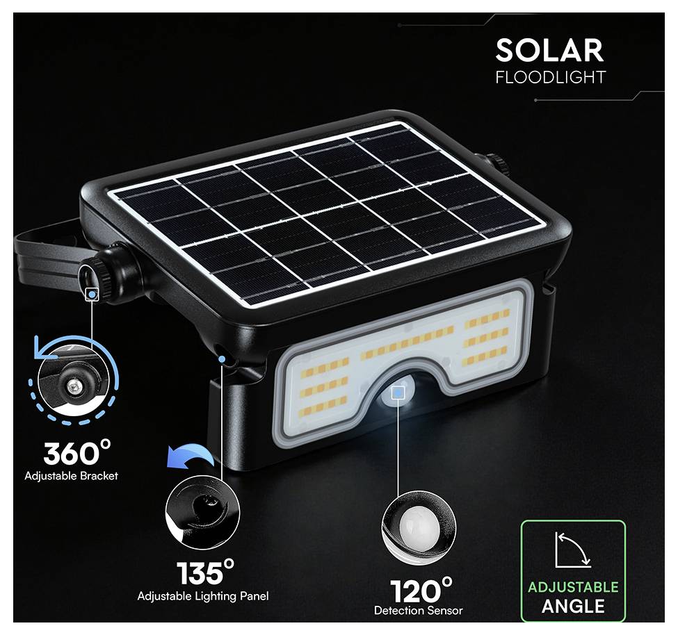 V-TAC VT-777-7 24341 Solarna lampka punktowa, naścienna 7 W Kolor LED: ciepła biel światła dziennego-8