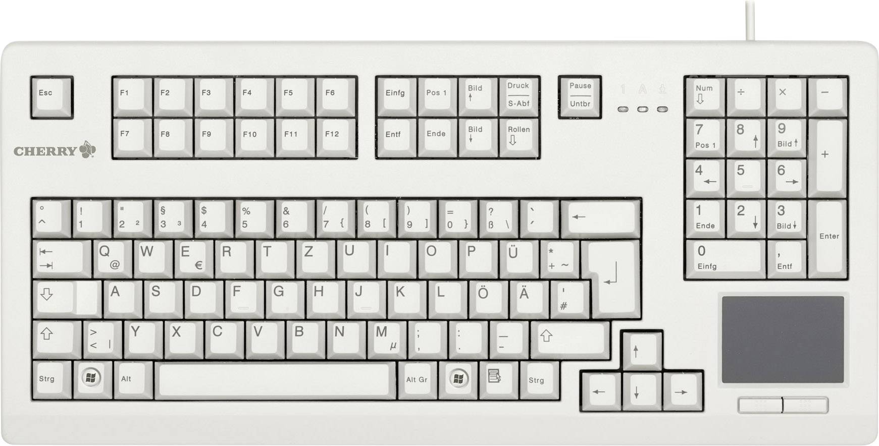 CHERRY TouchBoard G80-11900 USB Klawiatura Angielska, QWERTY szary Złacze USB