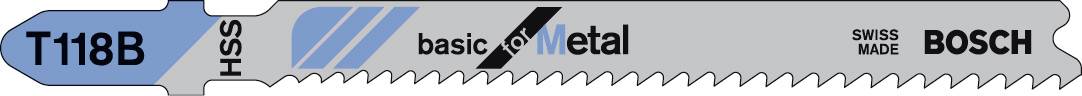 Brzeszczot do wyrzynarki metalowy, model 'T118B'. Wyprodukowany w Szwajcarii przez Boscha. Przeznaczony do cięcia metalu.