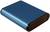 Zewnętrzna, niebieska obudowa dysku twardego o prostokątnym kształcie z czarną obwódką.
