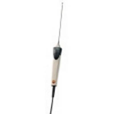 Długi, smukły przyrząd pomiarowy z przewodem, najprawdopodobniej termometr, jest przedstawiony w pozycji pionowej.
