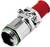 Metalowy wtyk F z czerwonym plastikowyn zakończeniem i zielonym pierścieniem uszczelniającym, odpowiedni do połączeń kablowych, anten lub instalacji satelitarnych.