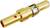 Złoty metalowy wtyk z otworem na jednym końcu, prawdopodobnie złącze do urządzenia elektronicznego.