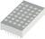 Prostokątny element elektroniczny o szarej powierzchni z 28 równomiernie rozmieszczonymi, okrągłymi wgłębieniami ułożonymi w formie siatki.
