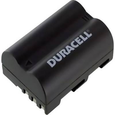 Czarna bateria Duracell w kształcie prostokąta z zaokrąglonymi krawędziami, prezentująca białe logo Duracell.
