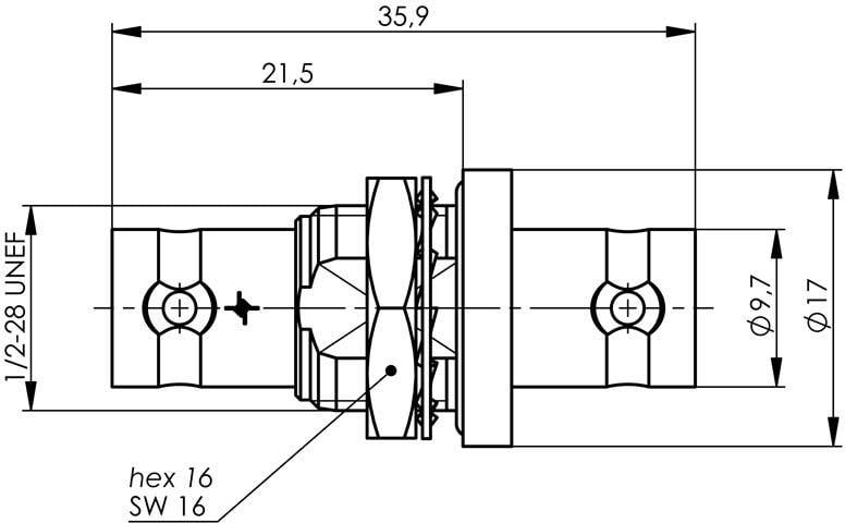 Прохідний BNC-роз'єм Telegärtner 100027521 BNC-роз'єм типу 