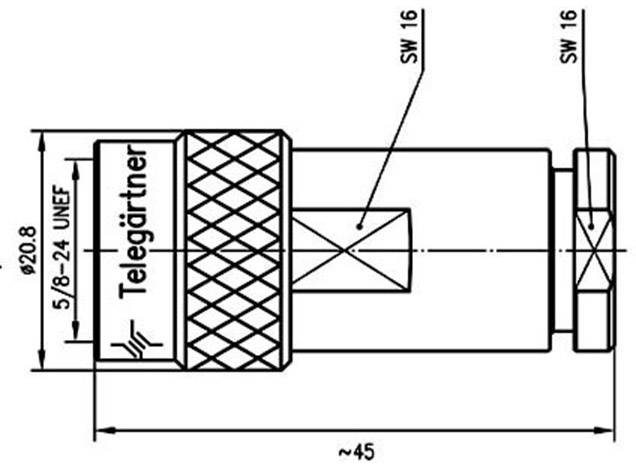 N-роз'єм Telegärtner 100023990 100023990 чоловічий прямий роз'єм 50 Ом 1 шт.