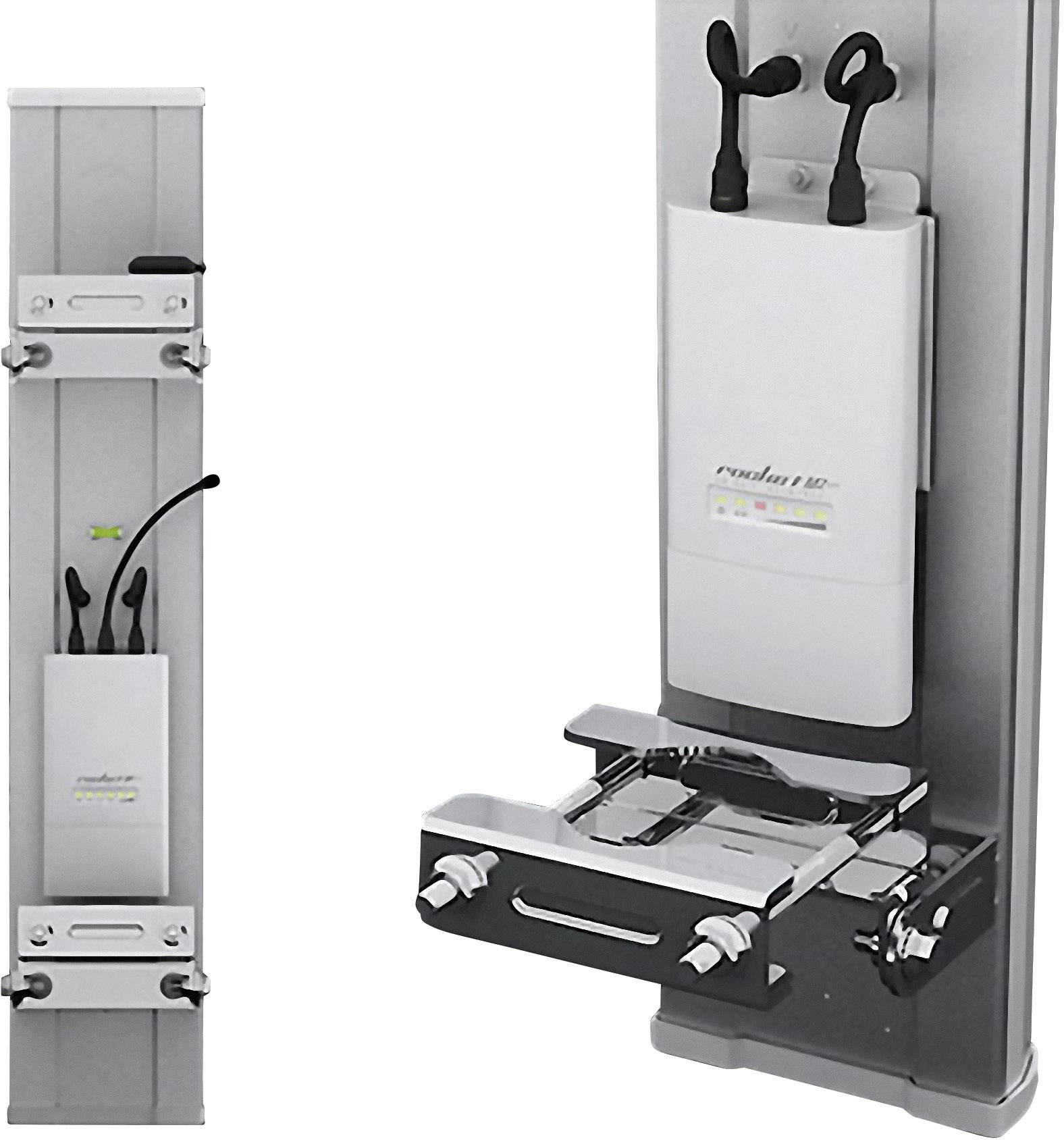 Aparat rentgenowski z pionowym stojakiem, dwoma czarnymi sensorami u góry oraz metalowym ramieniem obrotowym z uchwytem na dole, zamontowany na ścianie.