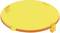 Żółta, okrągła plastikowa pokrywa z trzema małymi języczkami przy krawędzi.
