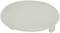 Okrągła, płaska pokrywa z tworzywa sztucznego w jasnym odcieniu szarości, prawdopodobnie przeznaczona do użytku wewnętrznego.