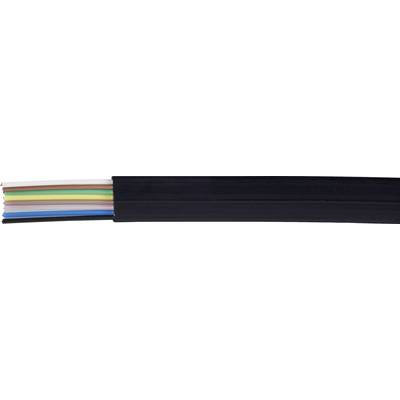 Kabel z ośmioma żyłami w różnych kolorach (biały, brązowy, zielony, niebieski, żółty, szary, różowy, czarny) w czarnej izolacji.