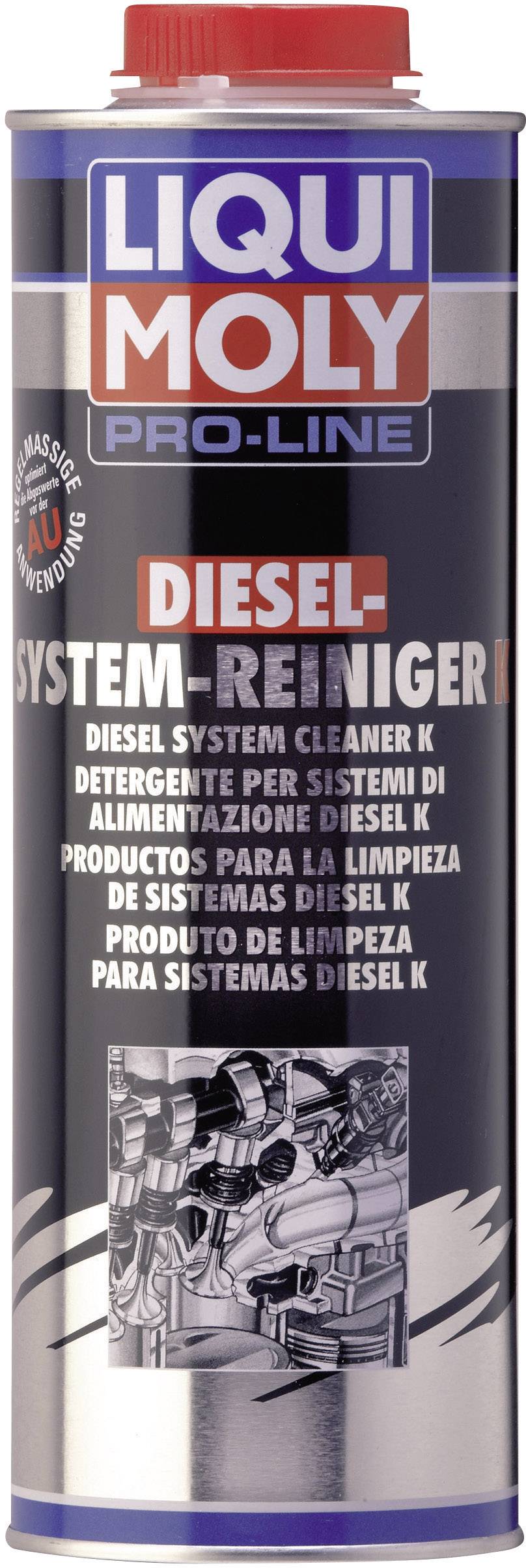Puszka 'Liqui Moly Pro-Line Diesel-System-Reiniger'. Usuwa osady, chroni części silnika i poprawia osiągi silnika Diesla.