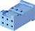 Niebieski wtyk z tworzywa sztucznego o szeciu otworach przyłączeniowych, w kształcie prostokąta, powszechnie stosowany w połączeniach elektronicznych.