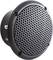 Okrągła kratka głośnika w czarnej obudowie, widoczne złącza z boku.