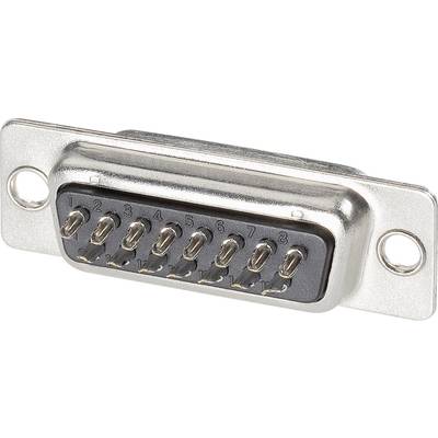 Zbliżenie 9-pinowego złącza D-Sub stosowanego w elektronice do transmisji danych i zasilania.