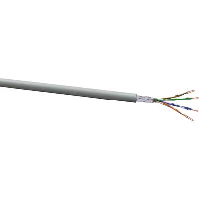 Na ilustracji przedstawiono rozłożony kabel sieciowy z wieloma kolorowymi żyłami wystającymi z izolacji, używany do połączeń w technice sieciowej.