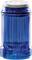 Niebieski, żebrowany pojemnik z białą pokrywką. Prawdopodobnie dozownik przypraw lub solniczka.