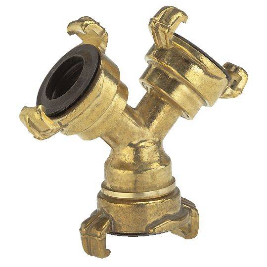 Mosiężny, kształtem przypominający literę Y złącznik wężowy z trzema końcówkami przyłączeniowymi, stosowany do łączenia przewodów rurowych.