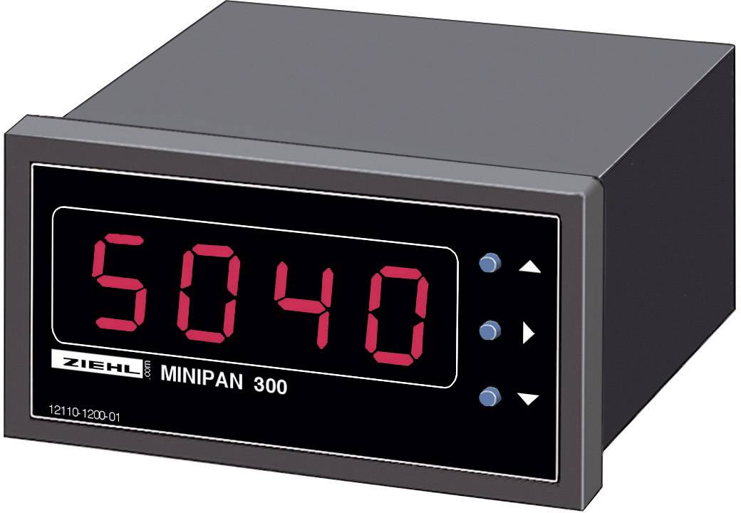 Цифровий панельний індикатор Ziehl MINIPAN 300 DC, 1 мВ - 500 В/DC / 1 мА - 1 А, Розміри: 33 x 68 мм