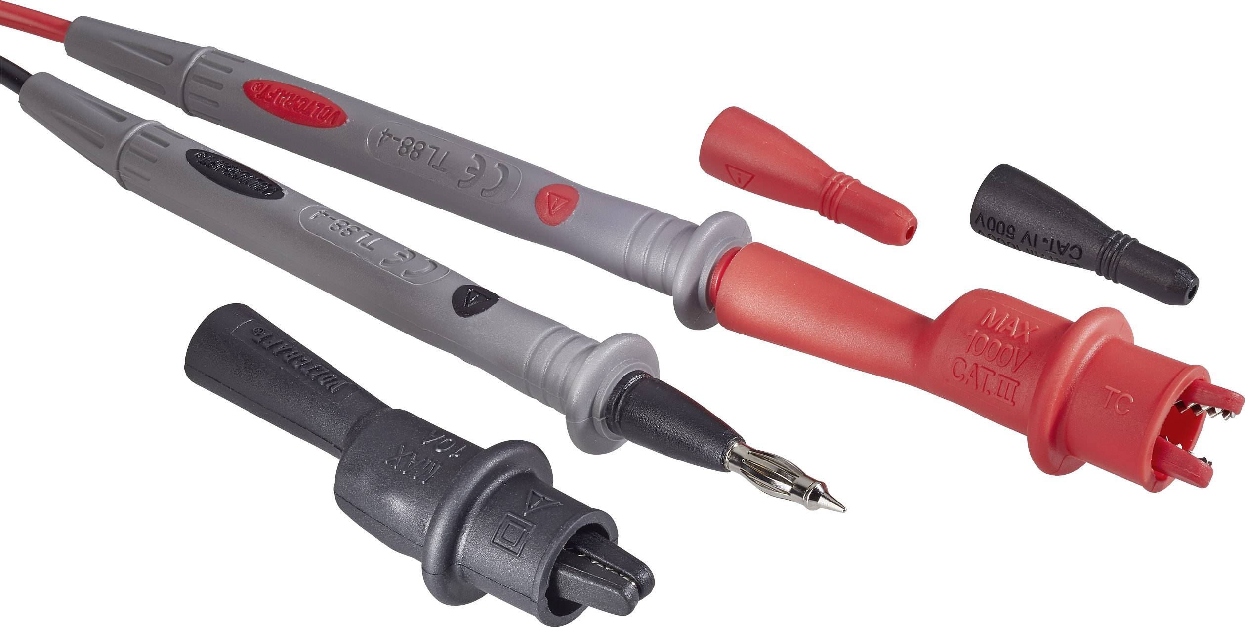 Набір вимірювальних дротів VOLTCRAFT TL 88-4, штекер «папа», ламеля 4 мм, зонд 1,80 м, чорний, червоний, 1 комплект
