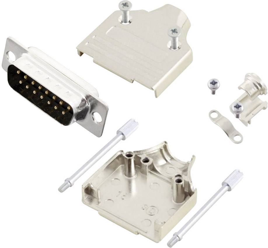 Роз'єми MH Connectors MHDM15-DM15P-K, комплект роз'ємів D-Sub чоловічого типу, 180°, кількість контактів: 15, чашка для паяння 1 ш