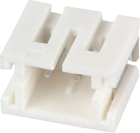 Biała plastikowa złączka z dwoma równoległymi szczelinami, odpowiednia do podłączenia elektrycznego pasków LED.