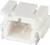 Biały elektryczny złącz wtykowy, prostokątny kształt, z dwoma stykami metalowymi. Stosowany w obwodach elektronicznych.