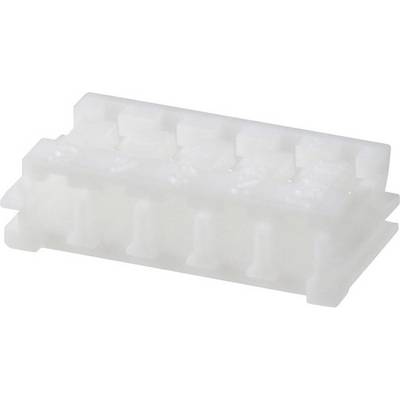 Biały, prostokątny wtyk plastikowy z kilkoma małymi stykami ułożonymi w rzędzie.