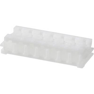 Biały wtyk plastikowy z wieloma stykami, używany do połączeń elektronicznych.