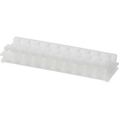 Biały, prostokątny wtyk plastikowy z wieloma stykami, używany do elektronicznego łączenia komponentów.