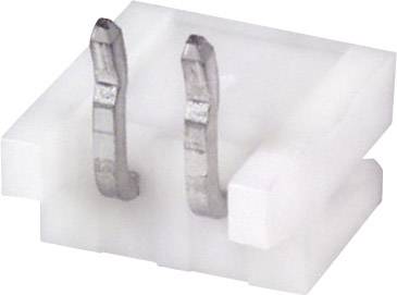 Dwa metalowe kontakty na białym tworzywie sztucznym.