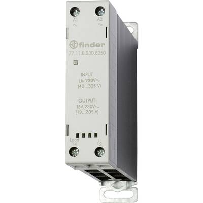 Elektroniczne przekaźniki Finder, model 77.11, przeznaczone do napięcia wejściowego 230V~ i obciążalności prądowej 15A.