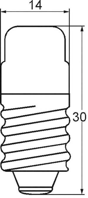 Rysunek techniczny oprawki żarówki z wymiarami w milimetrach: średnica zewnętrzna 14, wysokość 30.