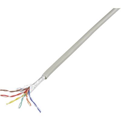 Kabel sieciowe z odkrytymi, kolorowymi przewodami na końcu, ukazujące wewnętrzne skręcenie i ekranowanie.