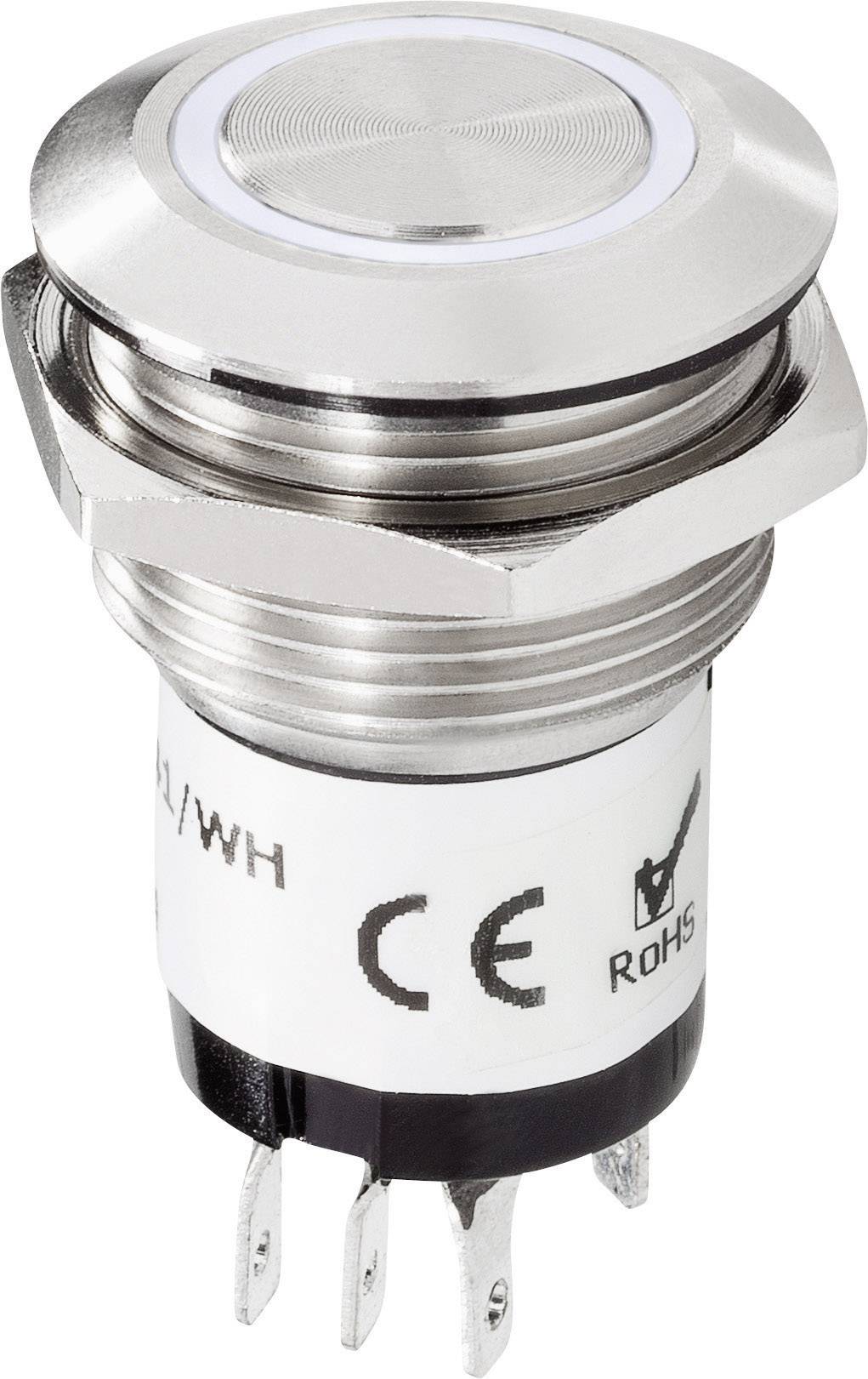 Кнопка дзвінка Renkforce, 24 В пост. струму/ 2 A, 24 В змінного струму/ 1 A, IP66, нержавіюча сталь, білий колір