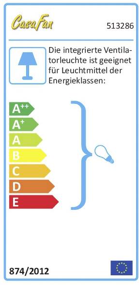 Etykieta energetyczna dla oświetlenia. Przeznaczona dla źródeł światła o klasach energetycznych od A++ do E, z oznaczeniami strzałkowymi i logo UE.